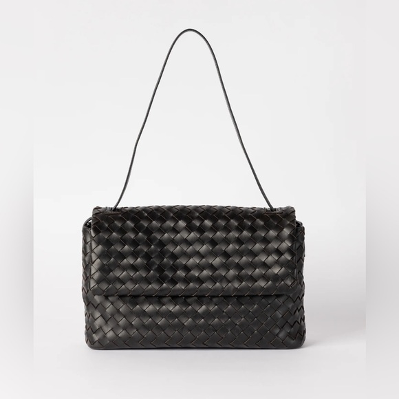 O My Bag Amsterdam Black Woven Leather Kenzie Shoulder Bag - Picture 1 of 13